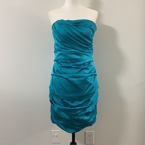Le Chateau Satin Ruched Strapless Dress